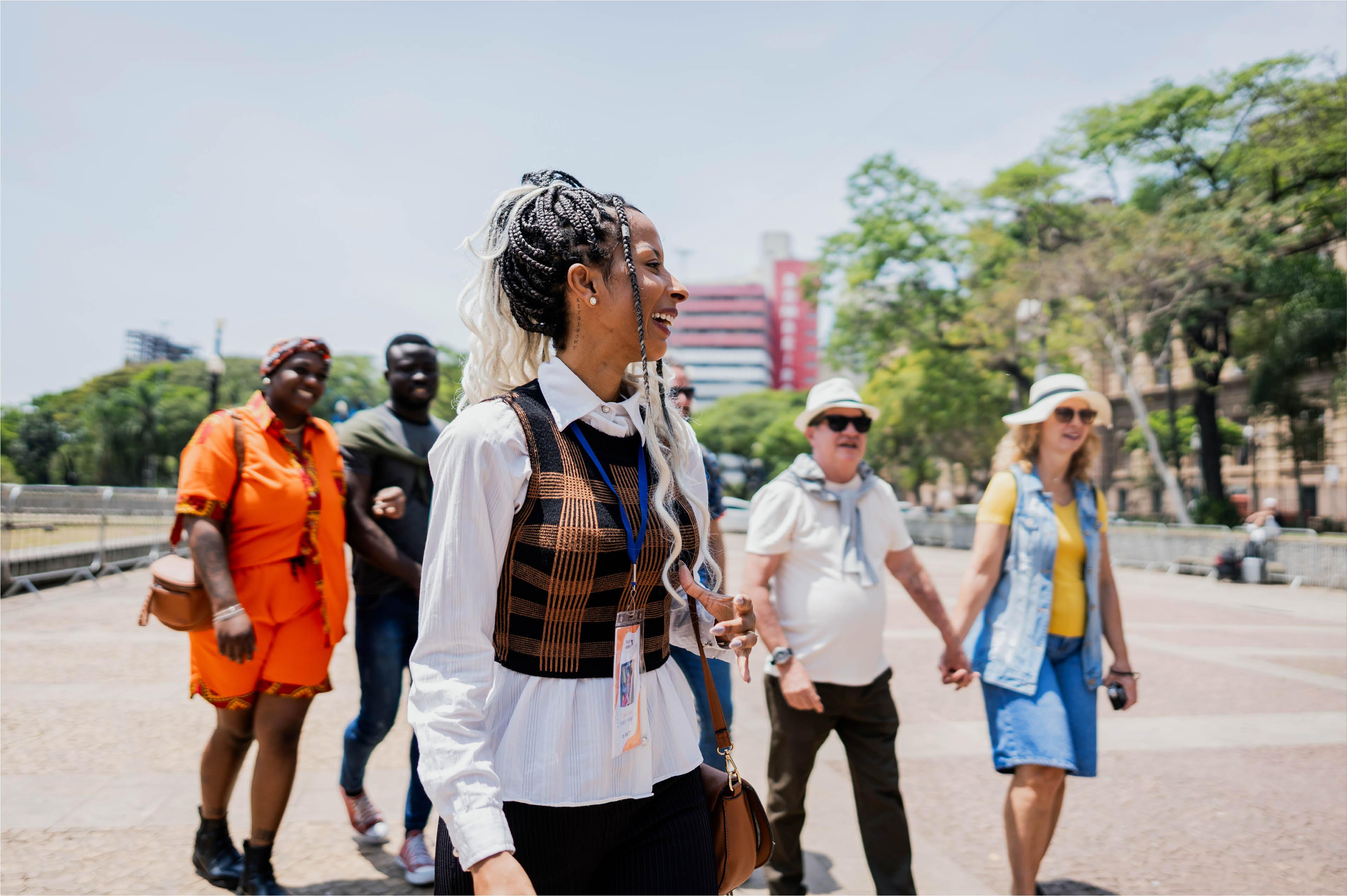 A group of travelers on a guided tour